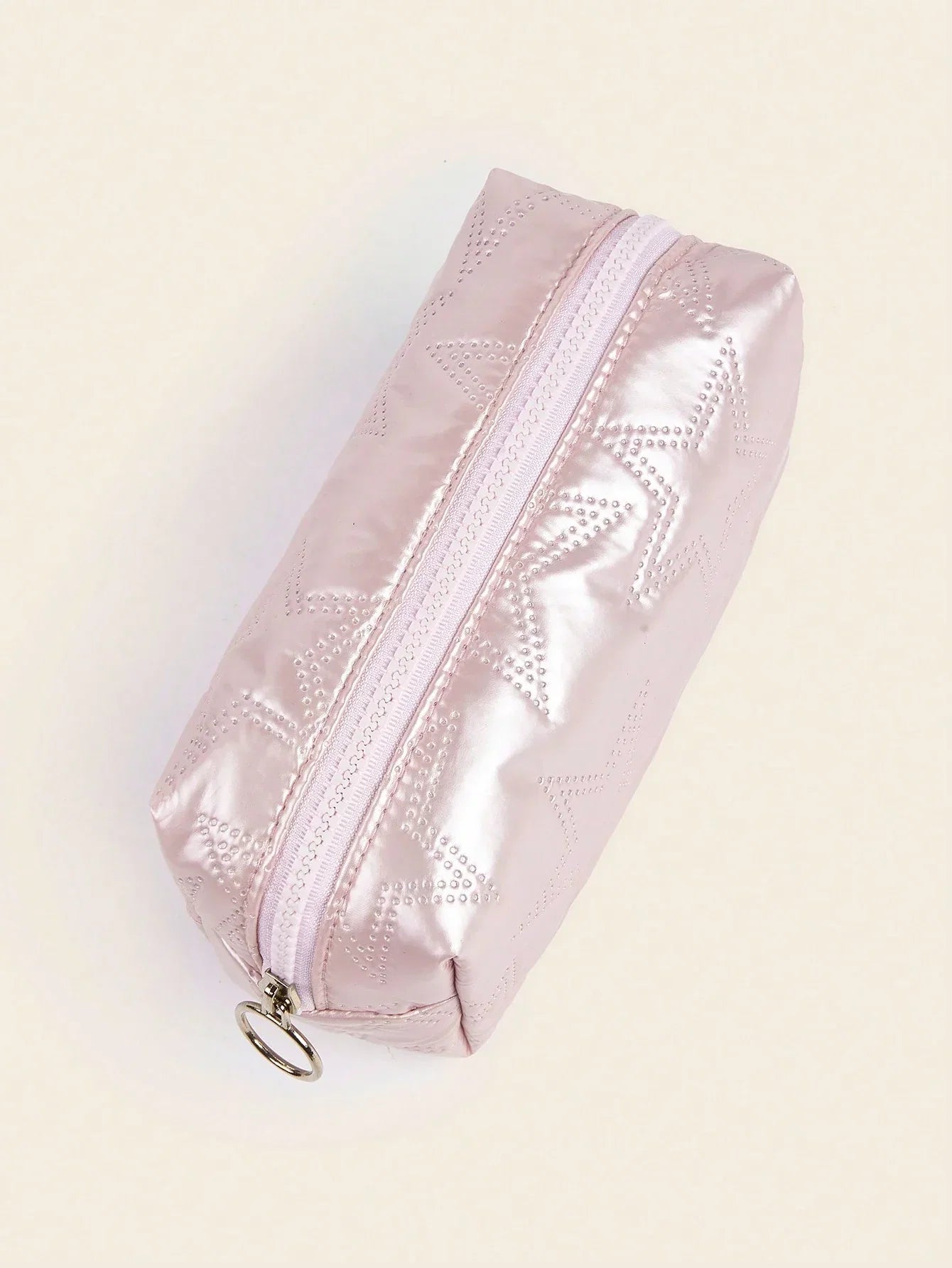 Pink Heart Textured Makeup Bag