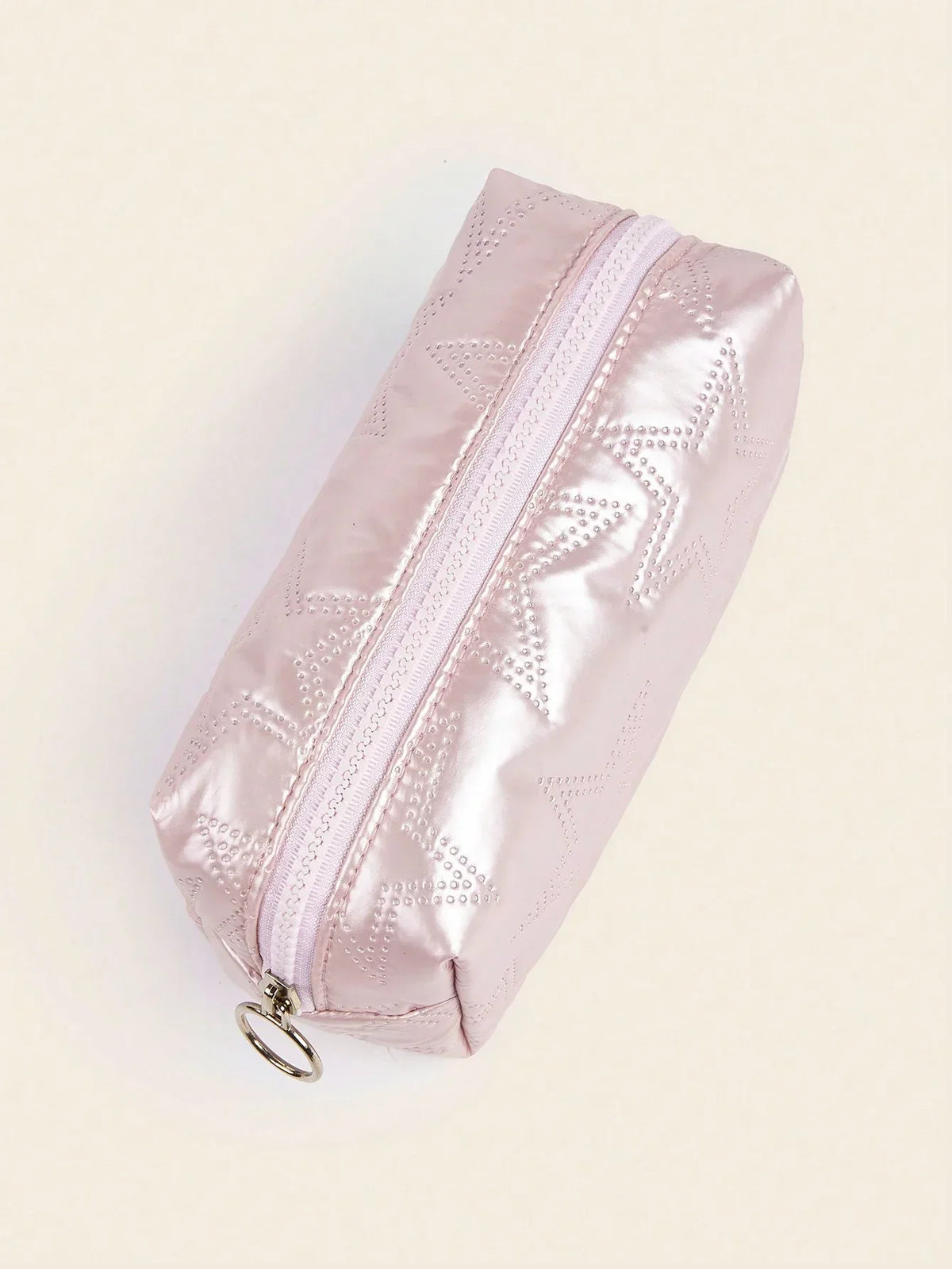 Pink Heart Textured Makeup Bag