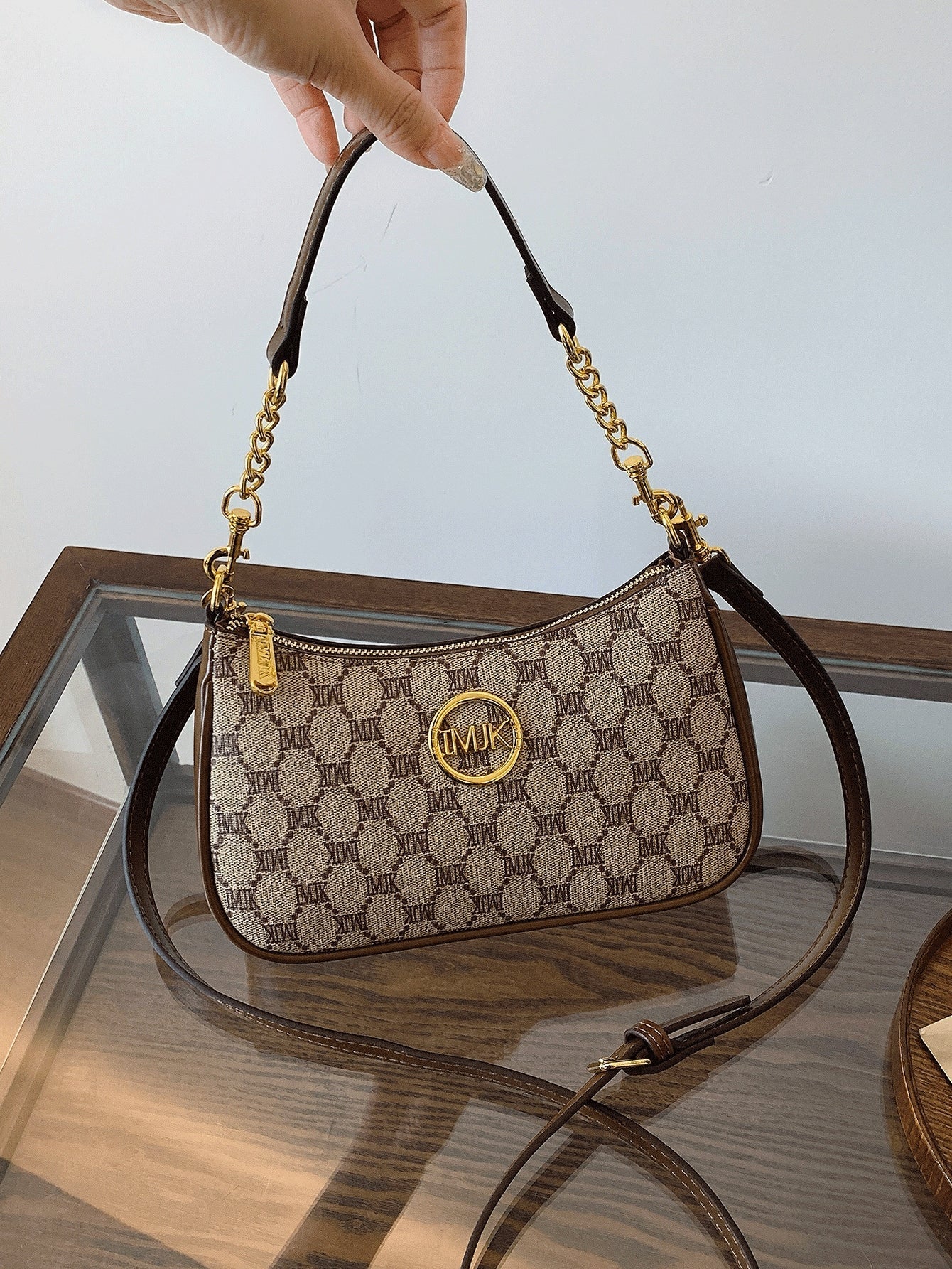 Classic Letter Pattern Shoulder Bag