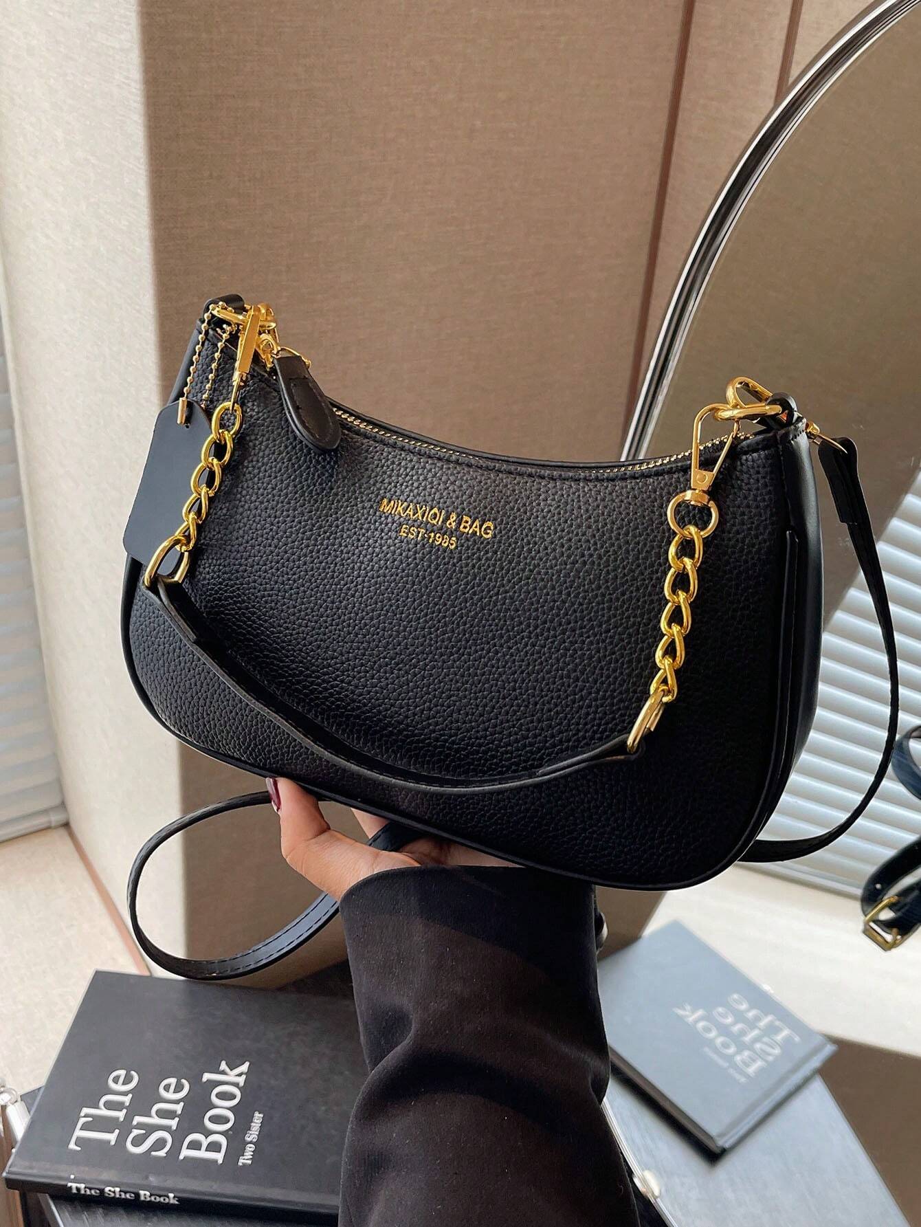 Women Solid PU Crossbody Bag
