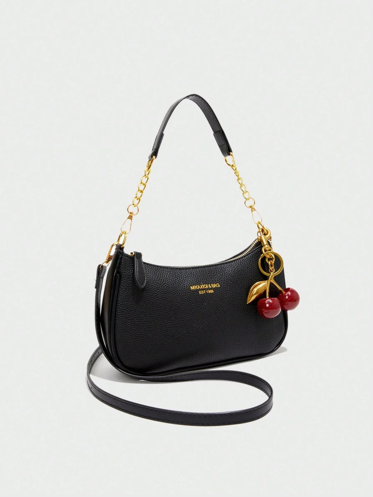 Letter Graphic Crescent Shoulder Bag