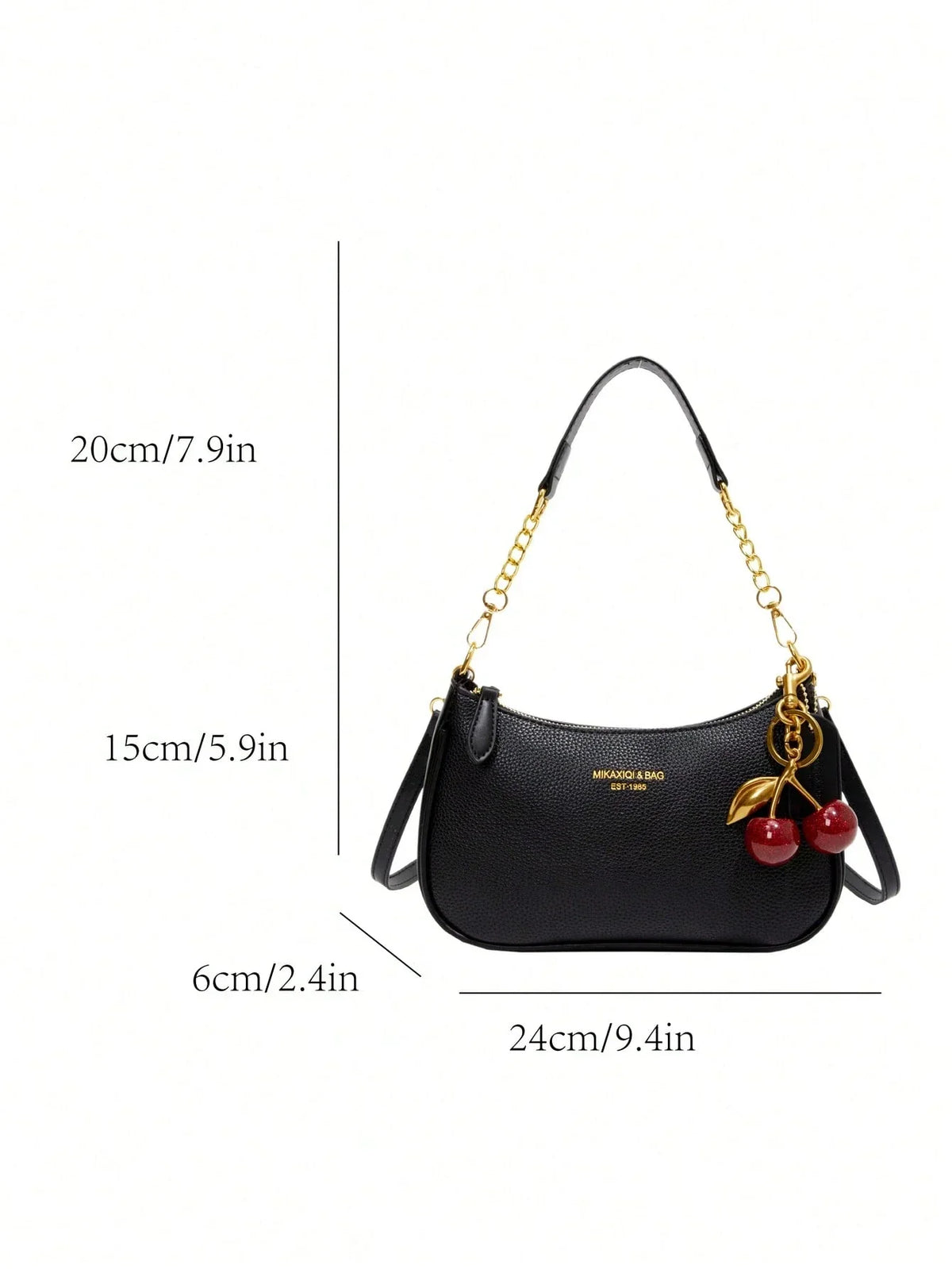 Letter Graphic Crescent Shoulder Bag
