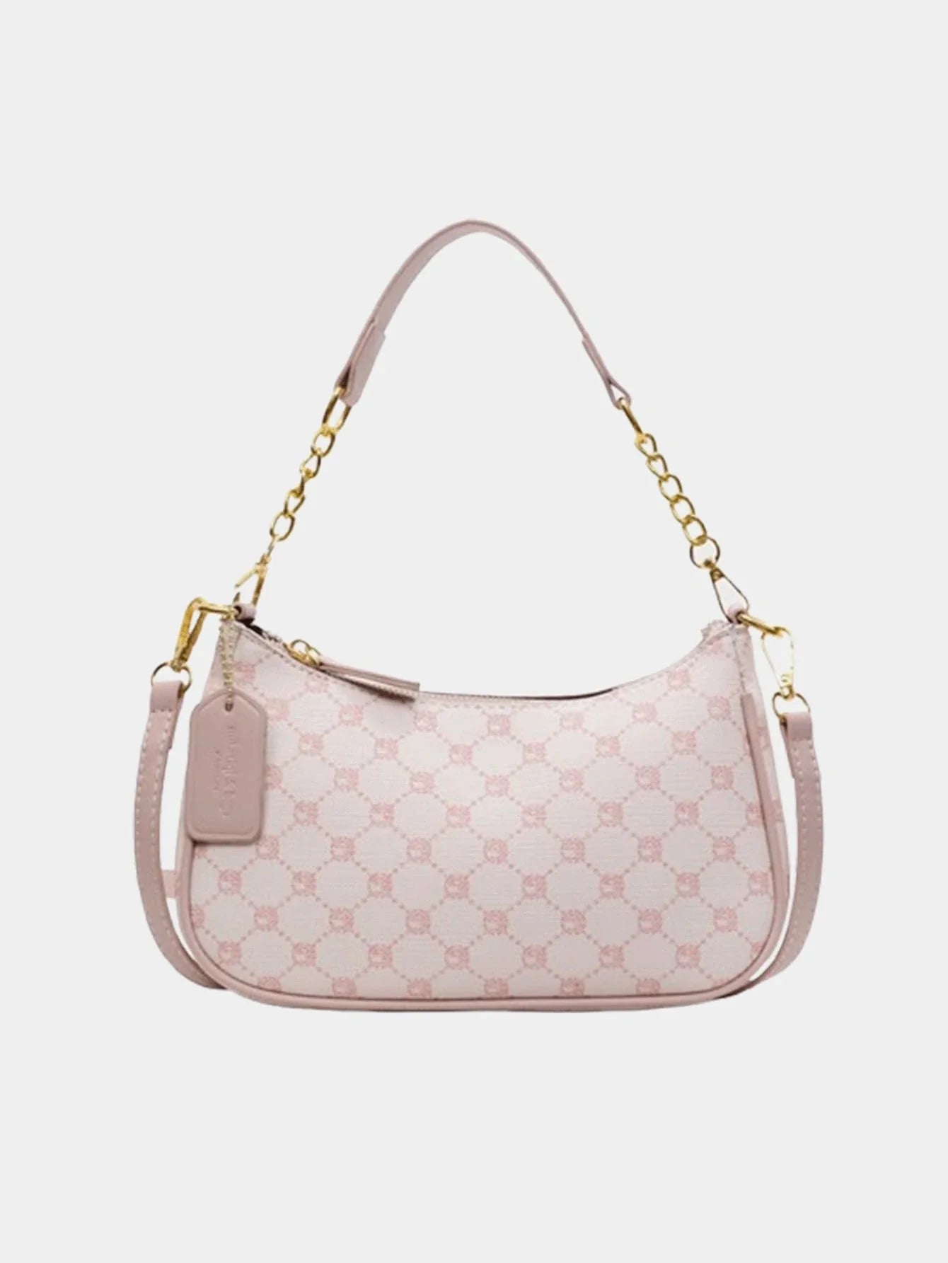 Pink Letter Crescent Shoulder Bag