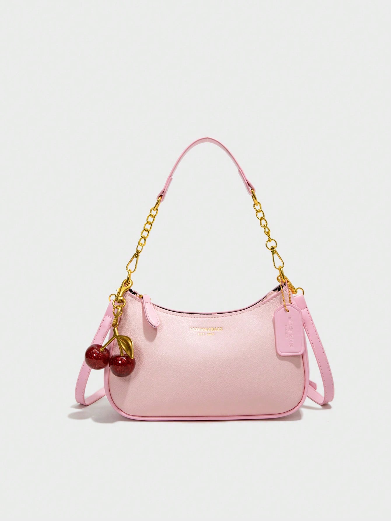 Pink Letter Crescent Shoulder Bag