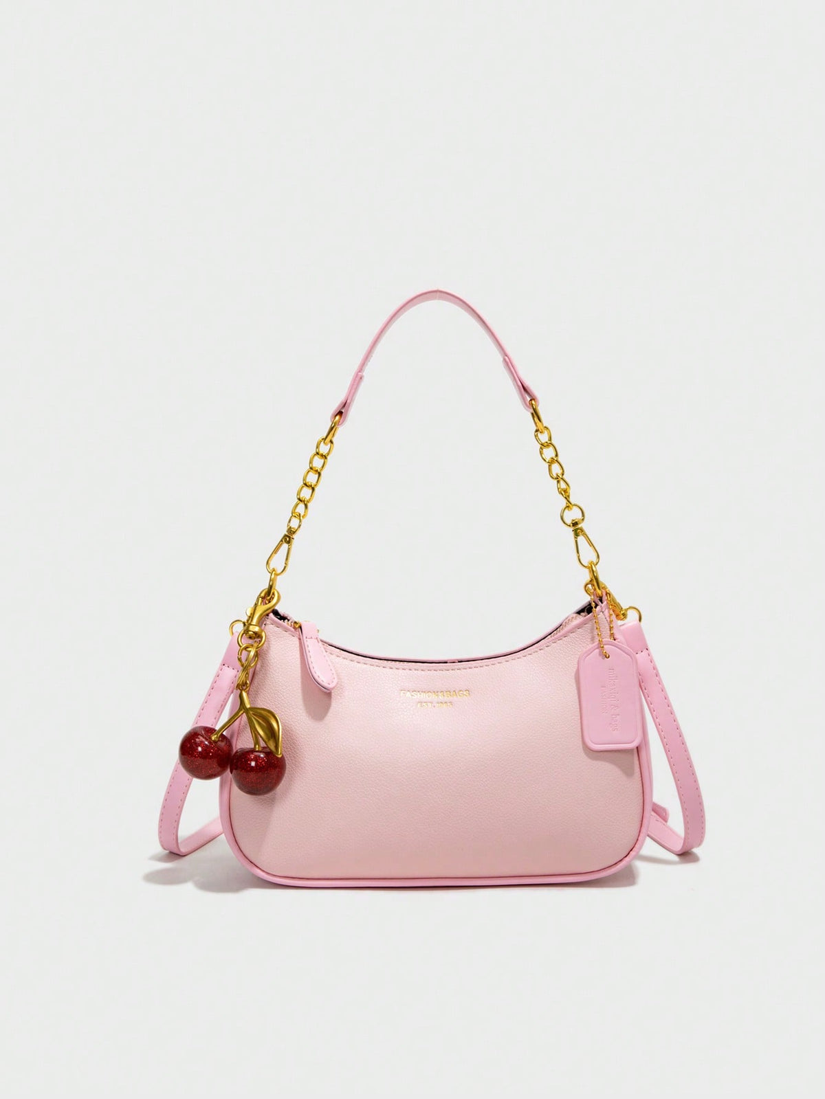 Pink Letter Crescent Shoulder Bag