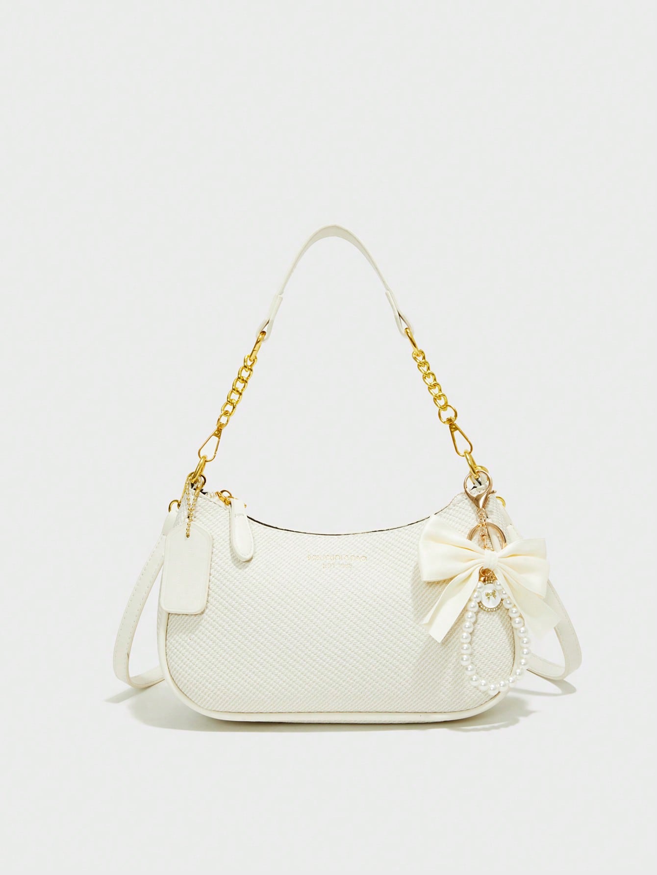 Pink Letter Crescent Shoulder Bag