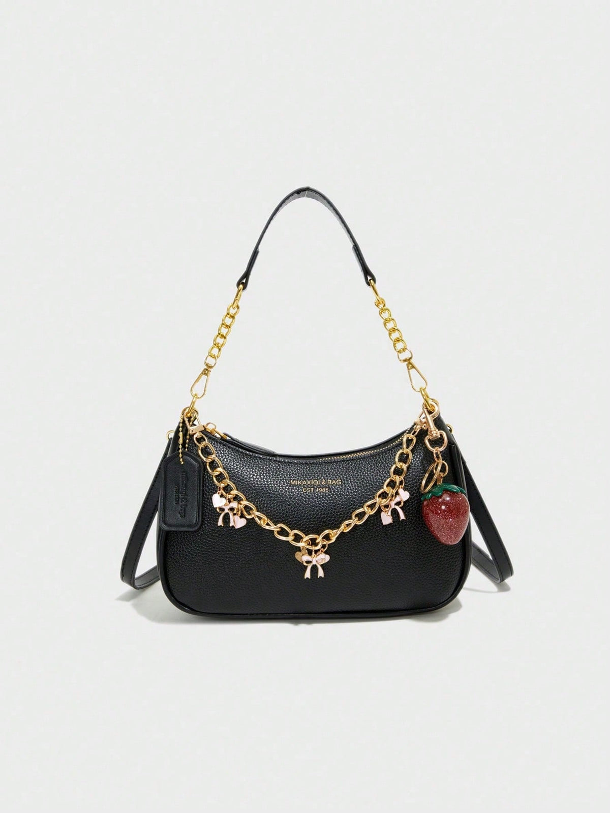Letter Graphic Crescent Shoulder Bag