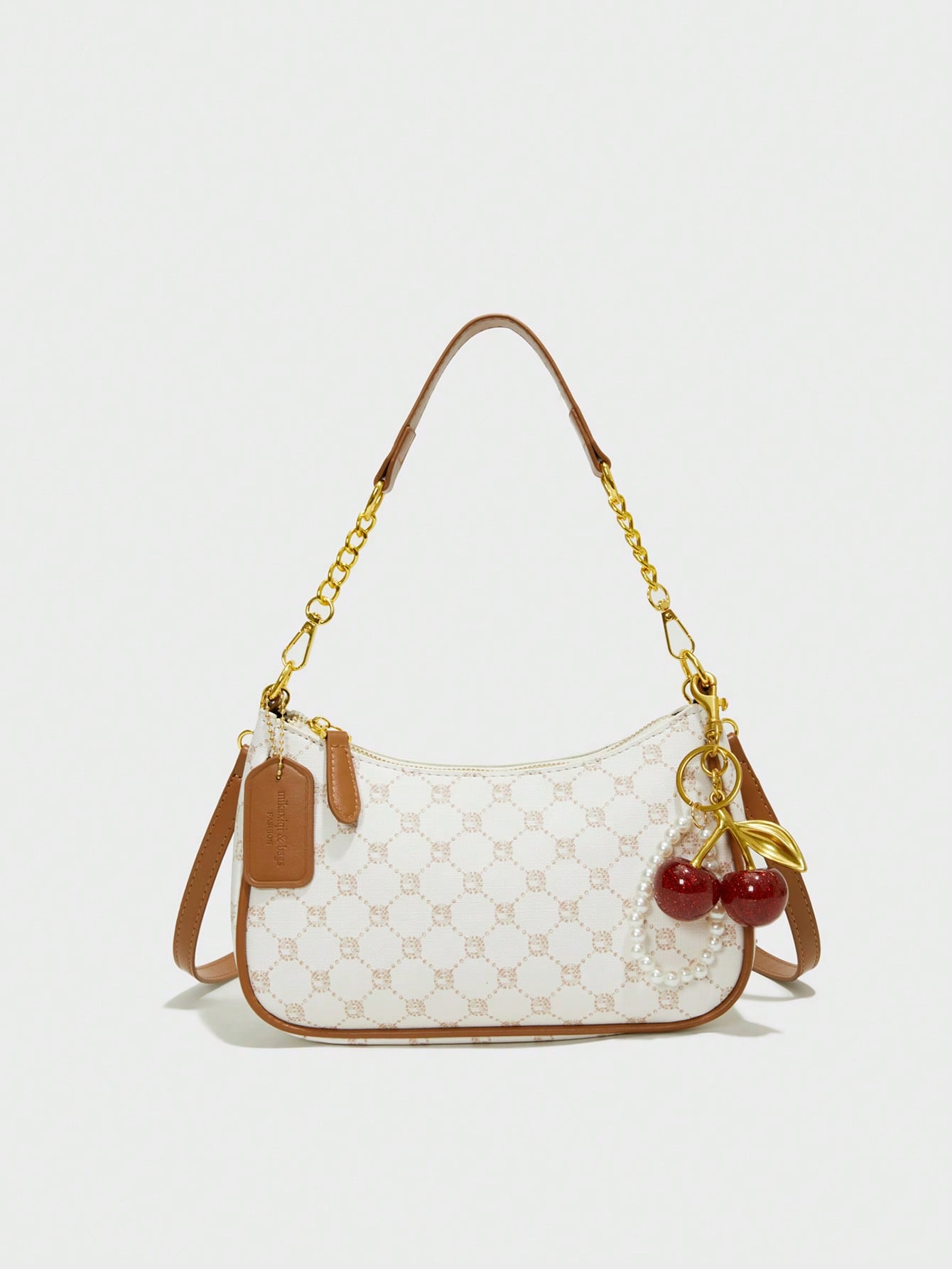 Letter Graphic Crescent Shoulder Bag