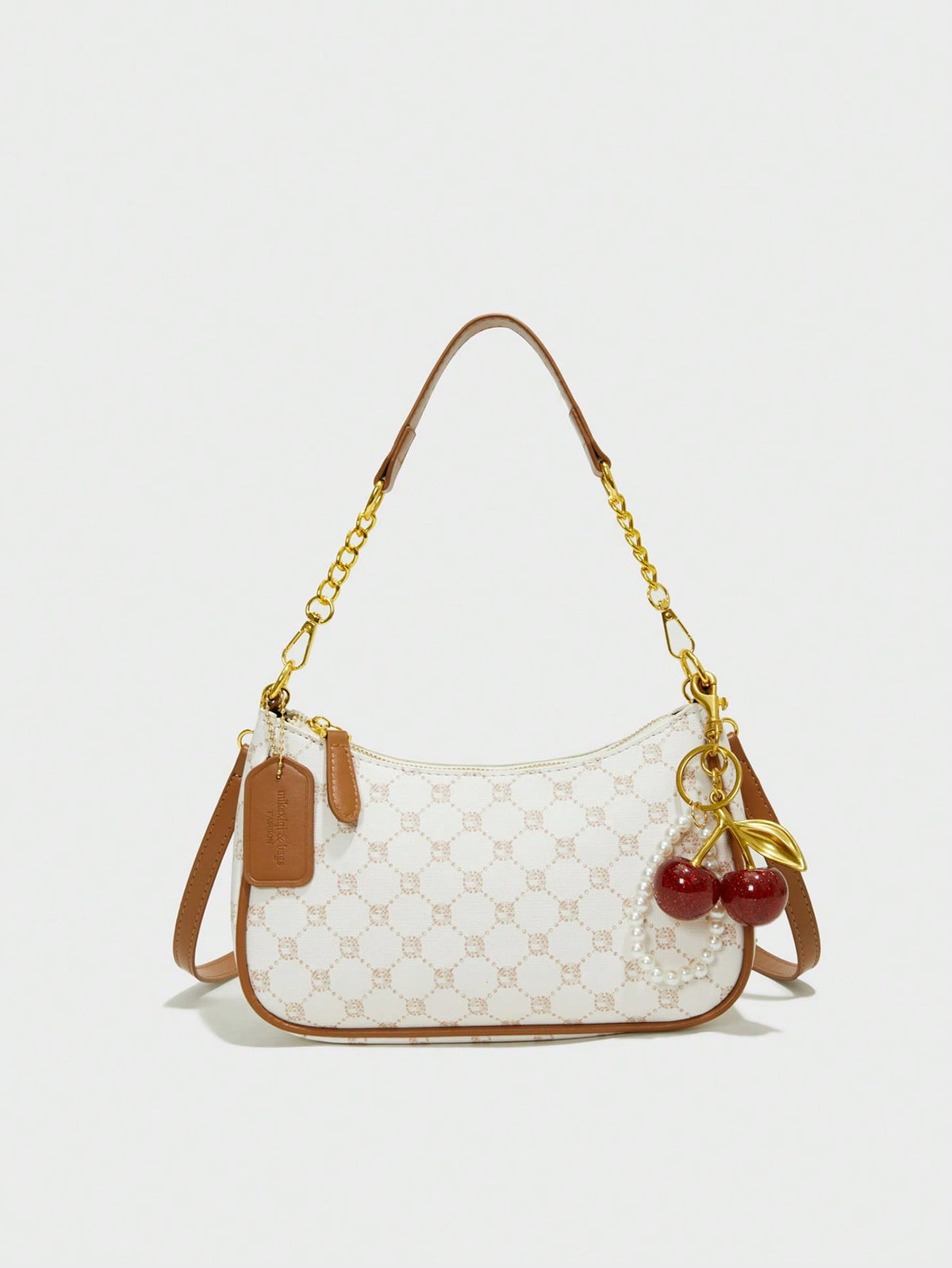 Letter Graphic Crescent Shoulder Bag