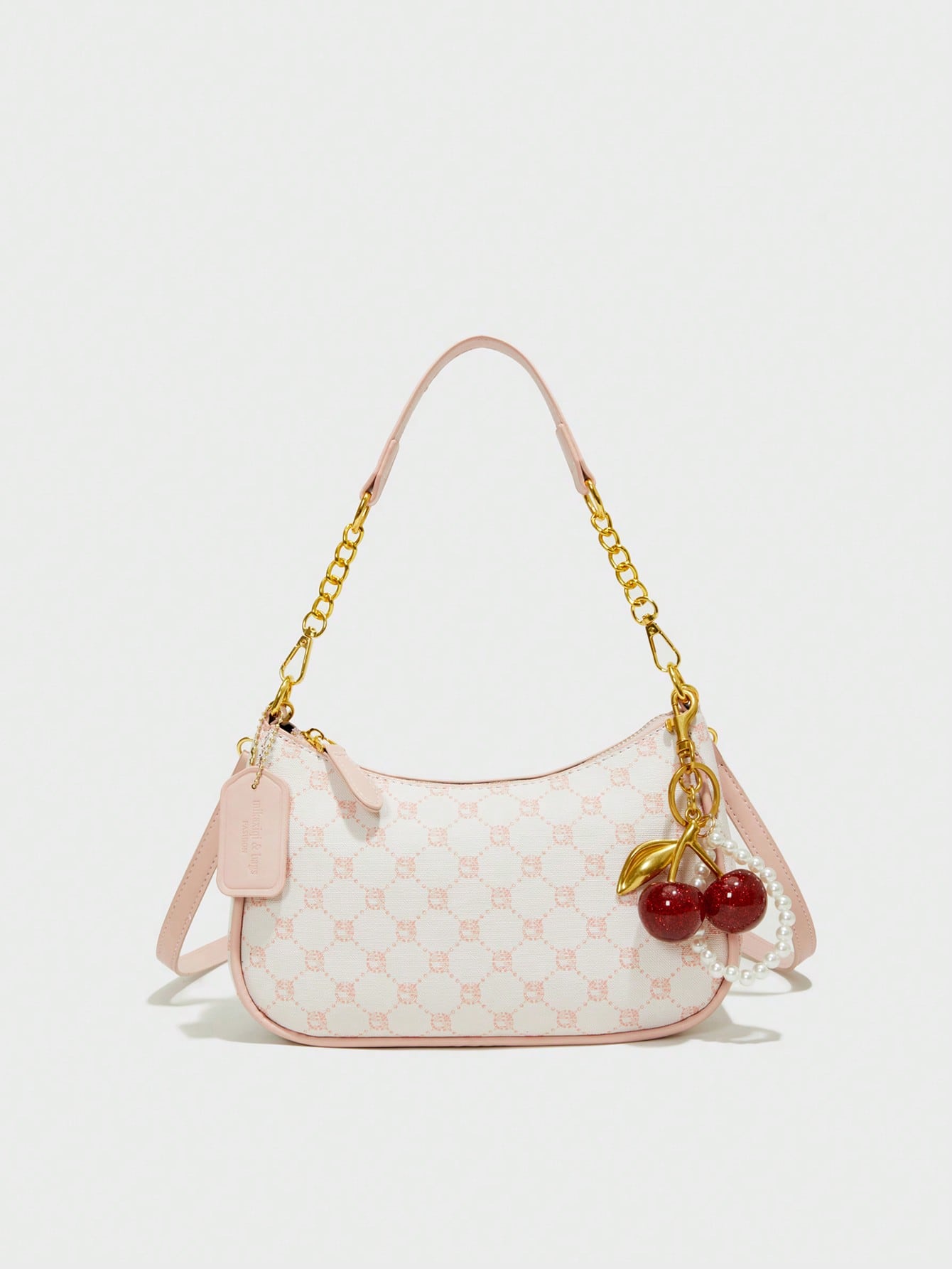 Letter Graphic Crescent Shoulder Bag