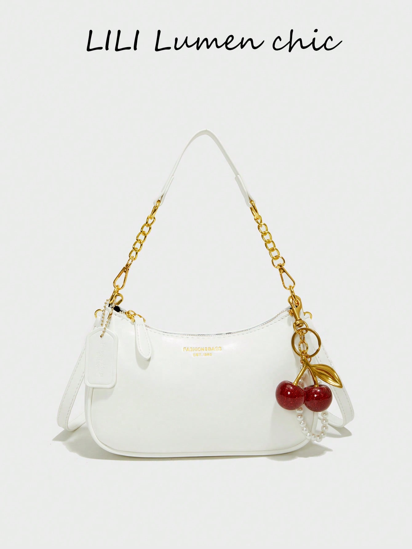 Letter Graphic Crescent Shoulder Bag