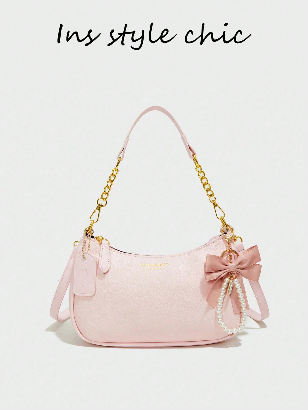 Pink Letter Crescent Shoulder Bag