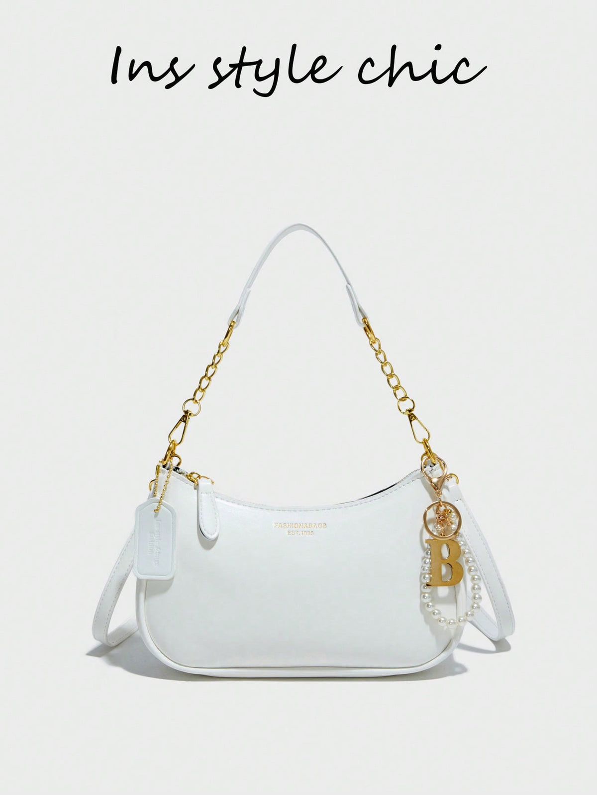 Pink Letter Crescent Shoulder Bag