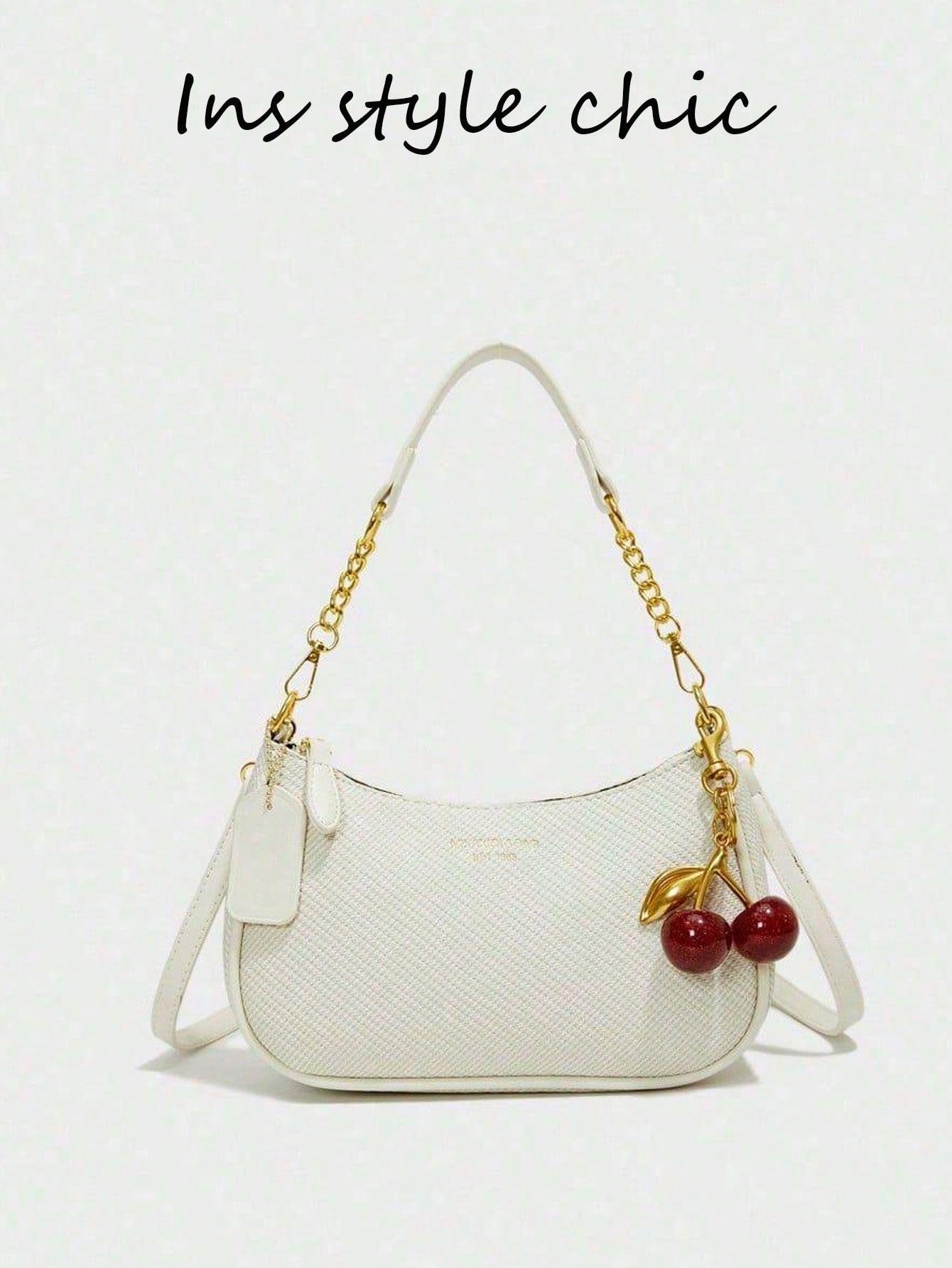 Pink Letter Crescent Shoulder Bag