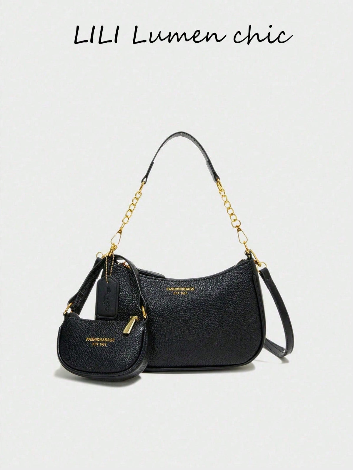 Letter Graphic Crescent Shoulder Bag