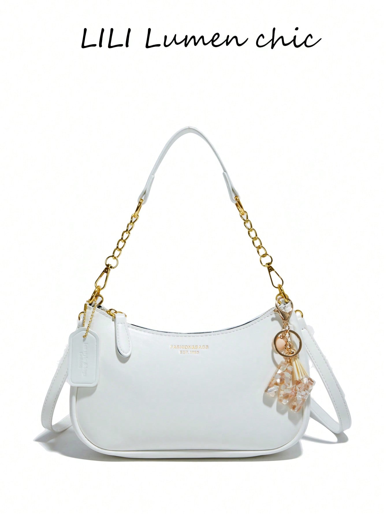 Letter Graphic Crescent Shoulder Bag
