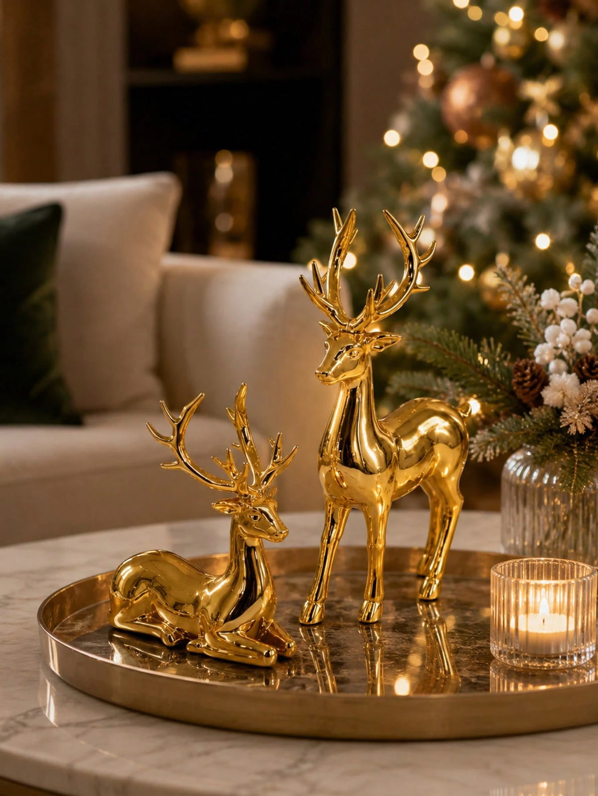 Gold Reindeer Christmas Tabletop Decor