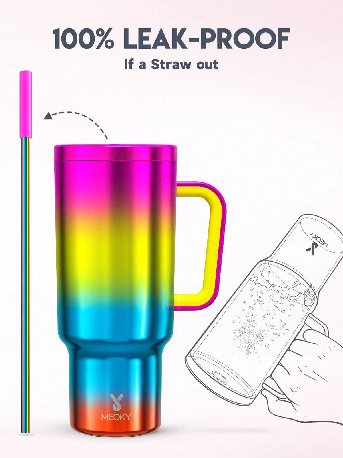 Meoky 40oz Rainbow Color Tumbler