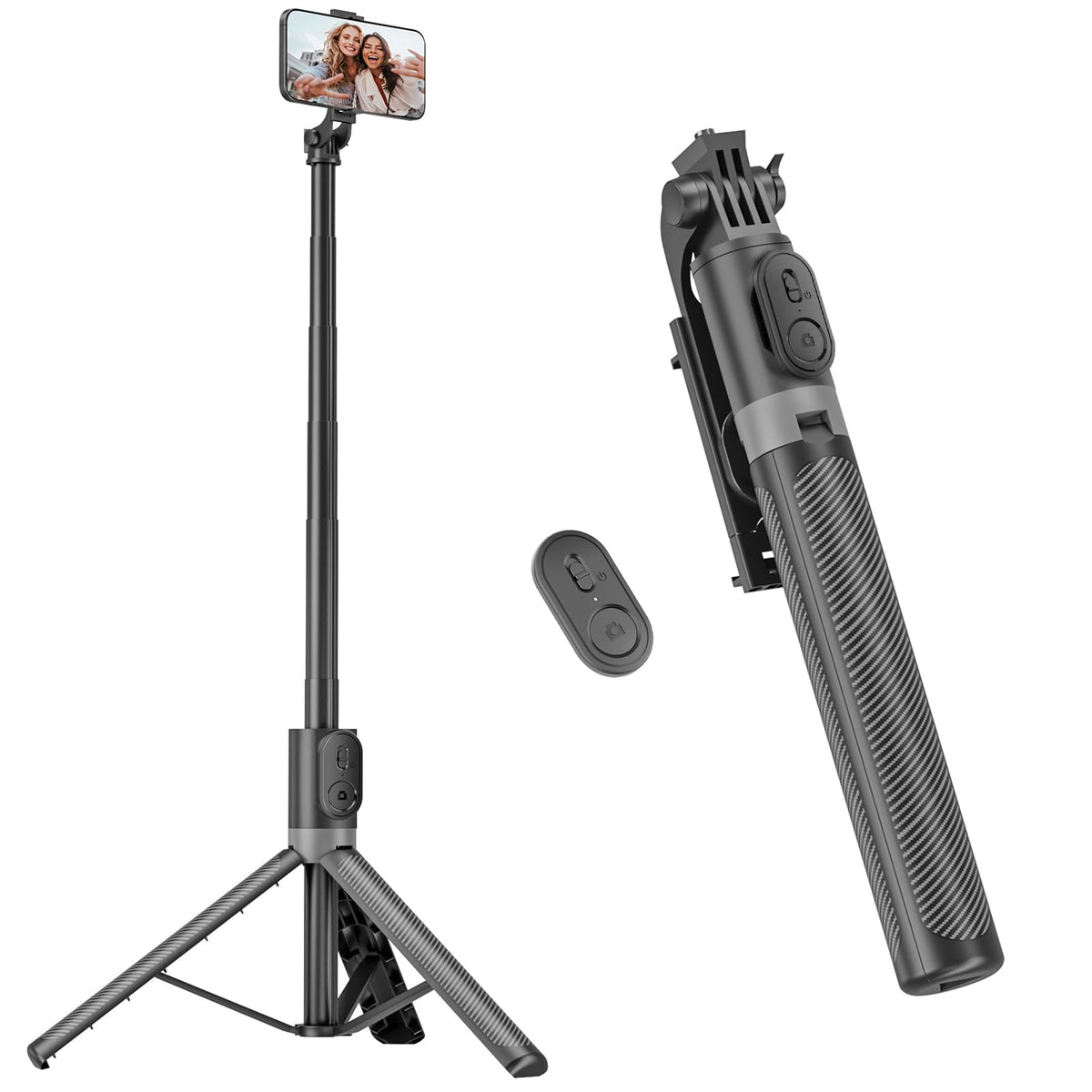 RISEOFLE 71” Phone Tripod & Selfie Stick, Portable All in One Extendable Cell Phone Tripod Stand, with Wireless Remote Control for iPhone/Samsung/Android/Camera