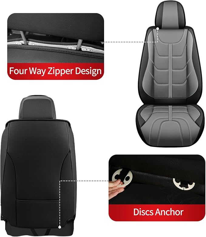 TTX LIGHTING Car Seat Covers fit for Nissan Murano 2011-2026 Front Seat: Premium Leather Automotive Seat Cover with Airbag Compatible Waterproof (2 Seats, Black & Gray)