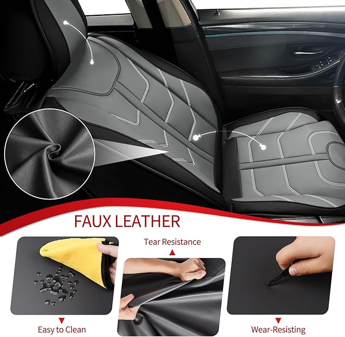 TTX LIGHTING Car Seat Covers fit for Kia Soul 2010-2026 Front Seat: Premium Leather Automotive Seat Cover with Airbag Compatible Waterproof (2 Seats, Black & Gray)