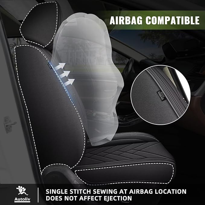 AOMSAZTO Car Seat Covers Front Set Fit for Ford Explorer 2004-2025 2026 Faux Leather Waterproof Seat Covers Automotive Seat Cushion Protector(2 Seats, Black)