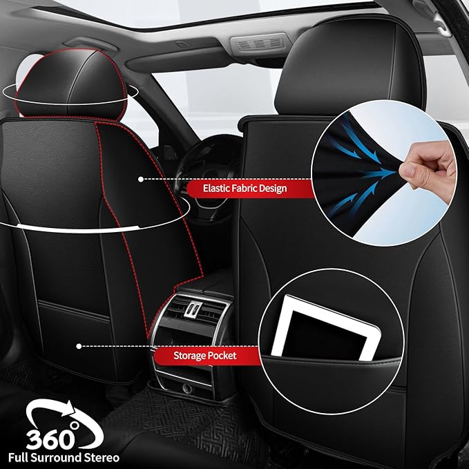 TTX LIGHTING Car Seat Covers fit for Kia Forte 2010-2026 Front Seat: Premium Leather Automotive Seat Cover with Airbag Compatible Waterproof (2 Seats, Black & Gray)