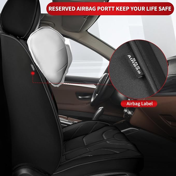 TTX LIGHTING Car Seat Covers fit for Chevrolet Camaro 2000-2024 Front Seat: Premium Leather Automotive Seat Cover with Airbag Compatible Waterproof (2 Seats, Black)