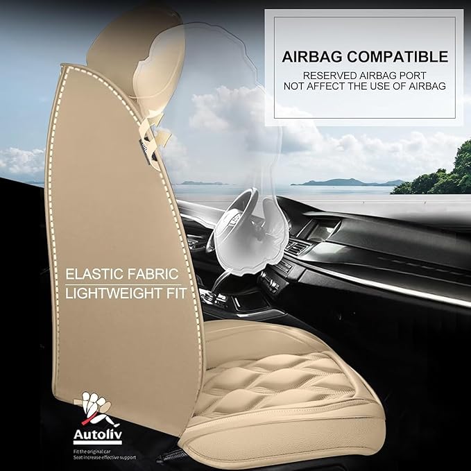 AOMSAZTO Car Seat Covers Full Set Fit for Kia Soul 2010-2026 Waterproof Faux Leather Car Seat Cushions Automotive 5 Seat Covers Set(Beige)