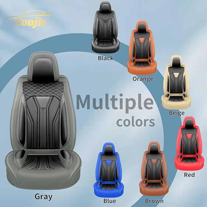 Fit Murano Car Seat Covers Compatible with Nissan Murano 2004-2025 2026 - Full Set Premium Leather, Waterproof Breathable, All-Weather Seat Cushion Protecto&Airbag Compatible (Gray & Black