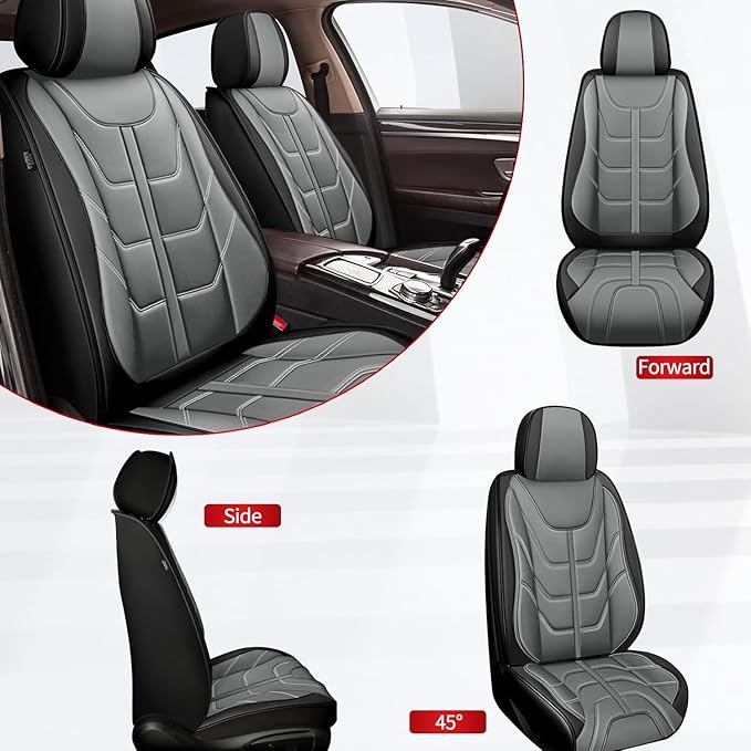 TTX LIGHTING Car Seat Covers fit for Nissan Murano 2011-2026 Front Seat: Premium Leather Automotive Seat Cover with Airbag Compatible Waterproof (2 Seats, Black & Gray)