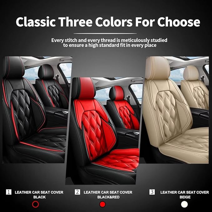 AOMSAZTO Car Seat Cover 2 Front Seat Fit for Subaru Forester 1998-2025 2026 Leather Car Seat Cushion Protector Compatible Airbag Waterproof Automotive Seat Covers Black