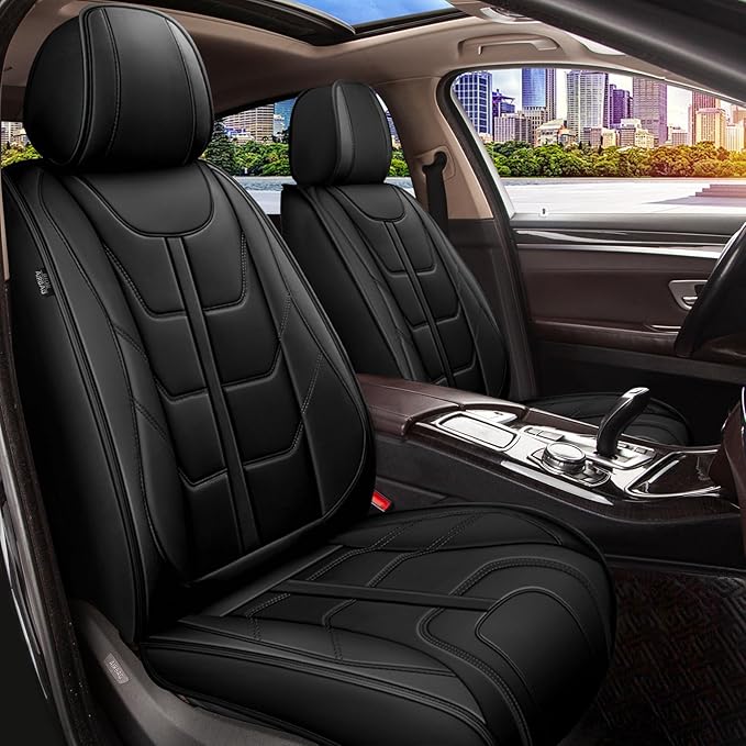 TTX LIGHTING Car Seat Covers fit for Chevrolet Camaro 2000-2024 Front Seat: Premium Leather Automotive Seat Cover with Airbag Compatible Waterproof (2 Seats, Black)