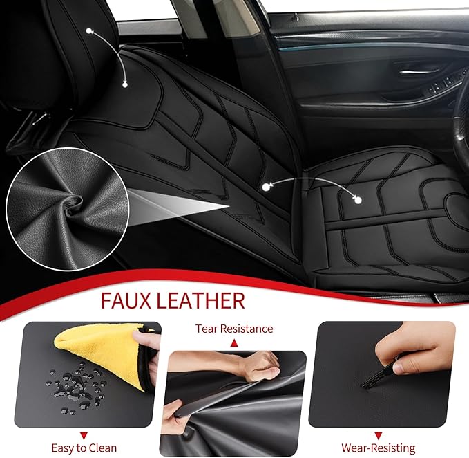 TTX LIGHTING Car Seat Covers fit for Jeep Liberty 2002-2012 Front Seat: Premium Leather Automotive Seat Cover with Airbag Compatible Waterproof (2 Seats, Black)