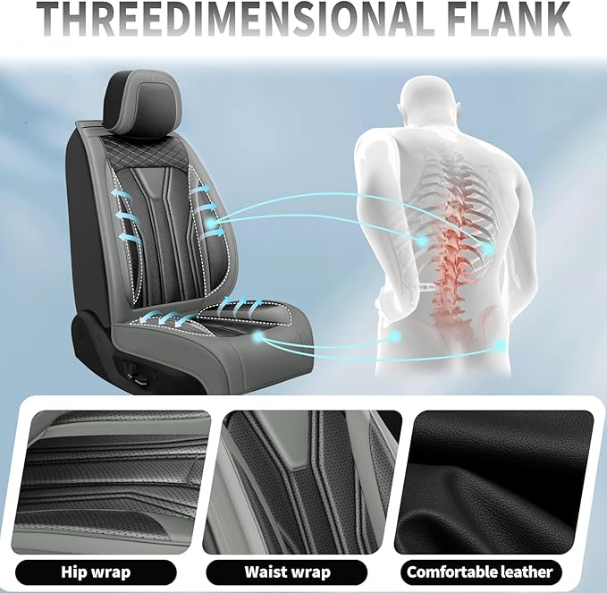 Fit Altima Car Seat Covers Compatible with Nissan Altima 2011-2025 2026 - Full Set Premium Leather, Waterproof Breathable, All-Weather Seat Cushion Protecto&Airbag Compatible (Gray & Black