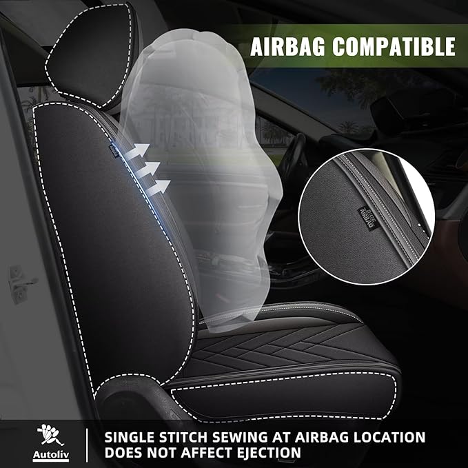 AOMSAZTO Car Seat Covers Full Set Fit for Ford Escape 2001-2025 2026 Faux Leather Waterproof Seat Covers Automotive Seat Cushion Protector(5 Seats, Black&Grey)
