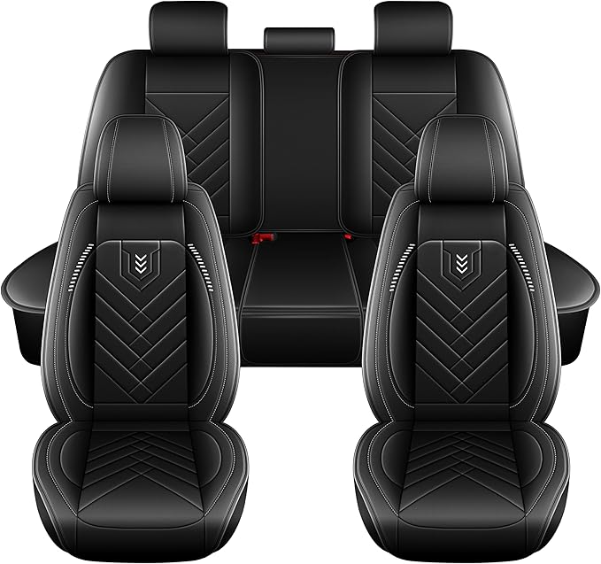 AOMSAZTO Car Seat Covers Full Set Fit for Nissan Rogue Sport 2017-2022 Waterproof Faux Leather Car Seat Cushions Automotive 5 Seat Covers Set(Black)