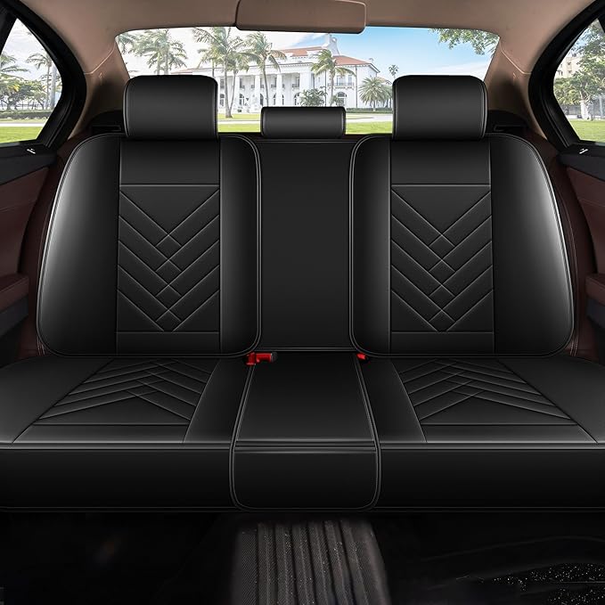 AOMSAZTO Car Seat Covers Full Set Fit for Nissan Rogue Sport 2017-2022 Waterproof Faux Leather Car Seat Cushions Automotive 5 Seat Covers Set(Black)