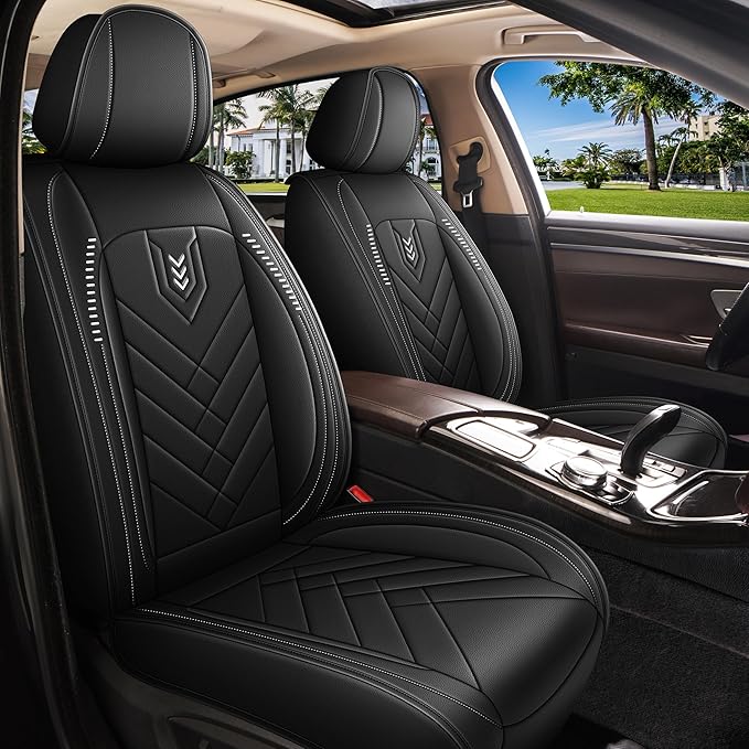 AOMSAZTO Car Seat Covers Full Set Fit for Nissan Rogue Sport 2017-2022 Waterproof Faux Leather Car Seat Cushions Automotive 5 Seat Covers Set(Black)
