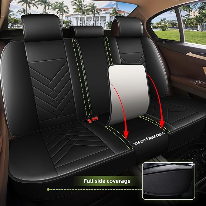 AOMSAZTO Car Seat Covers Full Set Fit for Nissan Rogue Sport 2017-2022 Waterproof Faux Leather Car Seat Cushions Automotive 5 Seat Covers Set(Black)
