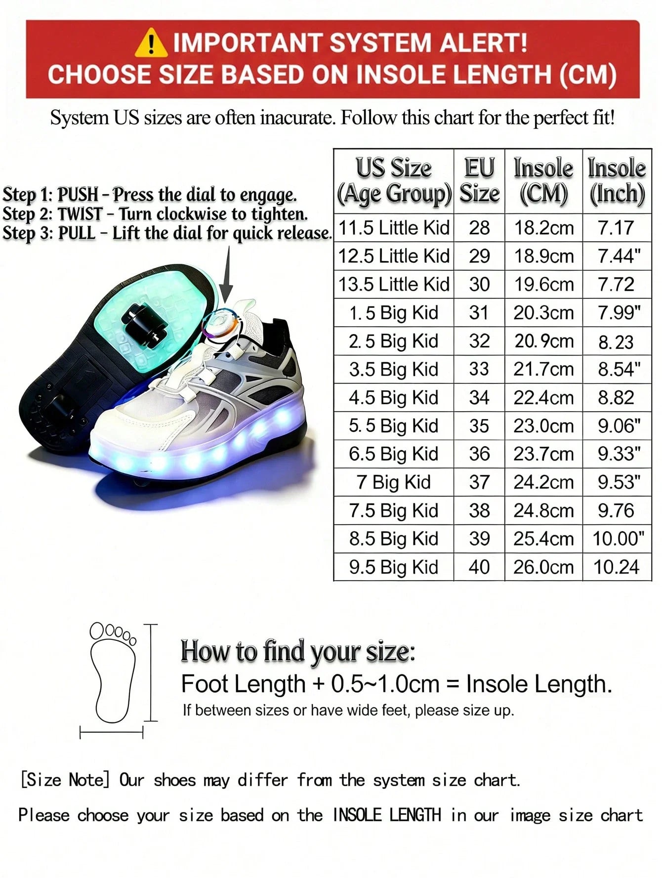 LED Light Up Roller Skate Shoes