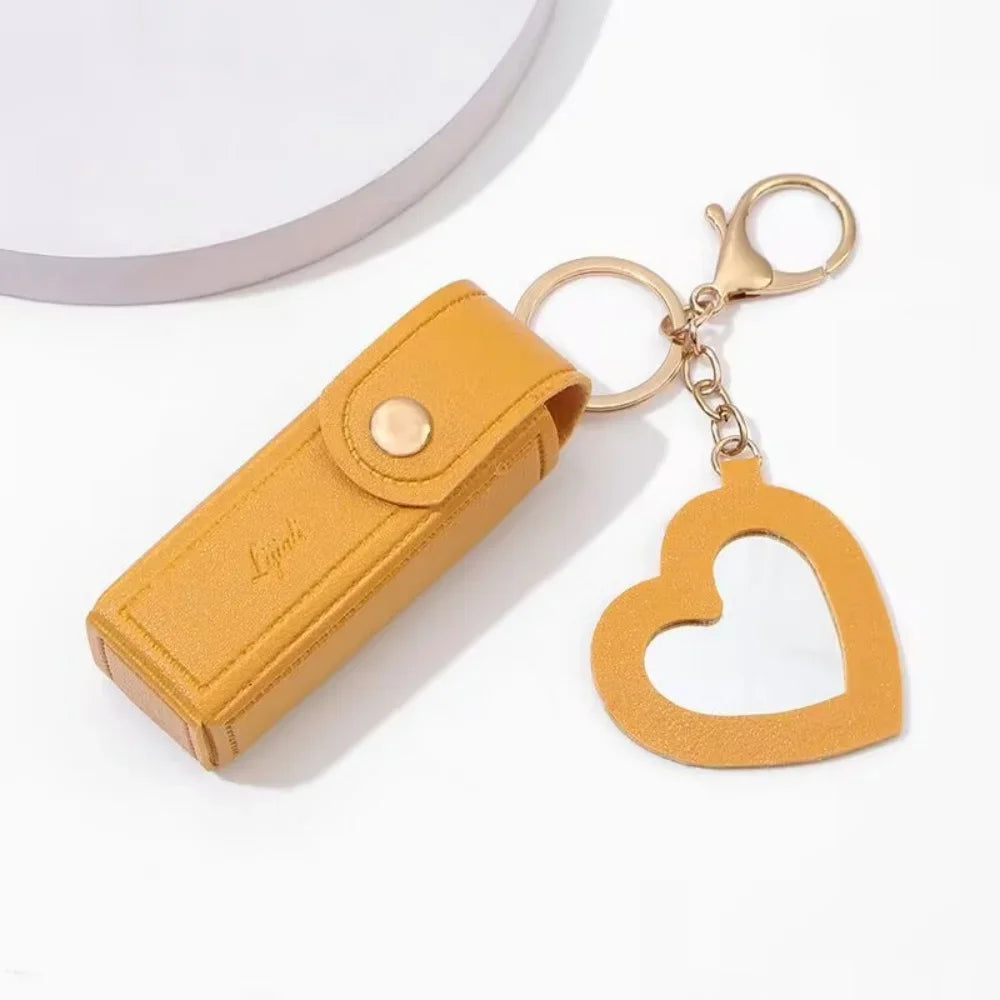 Portable Leather Lipstick Holder Keychain