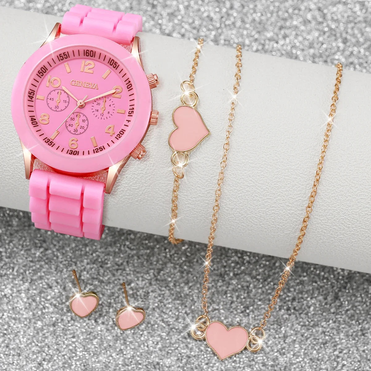 Women Fashion Silicone Watch Set