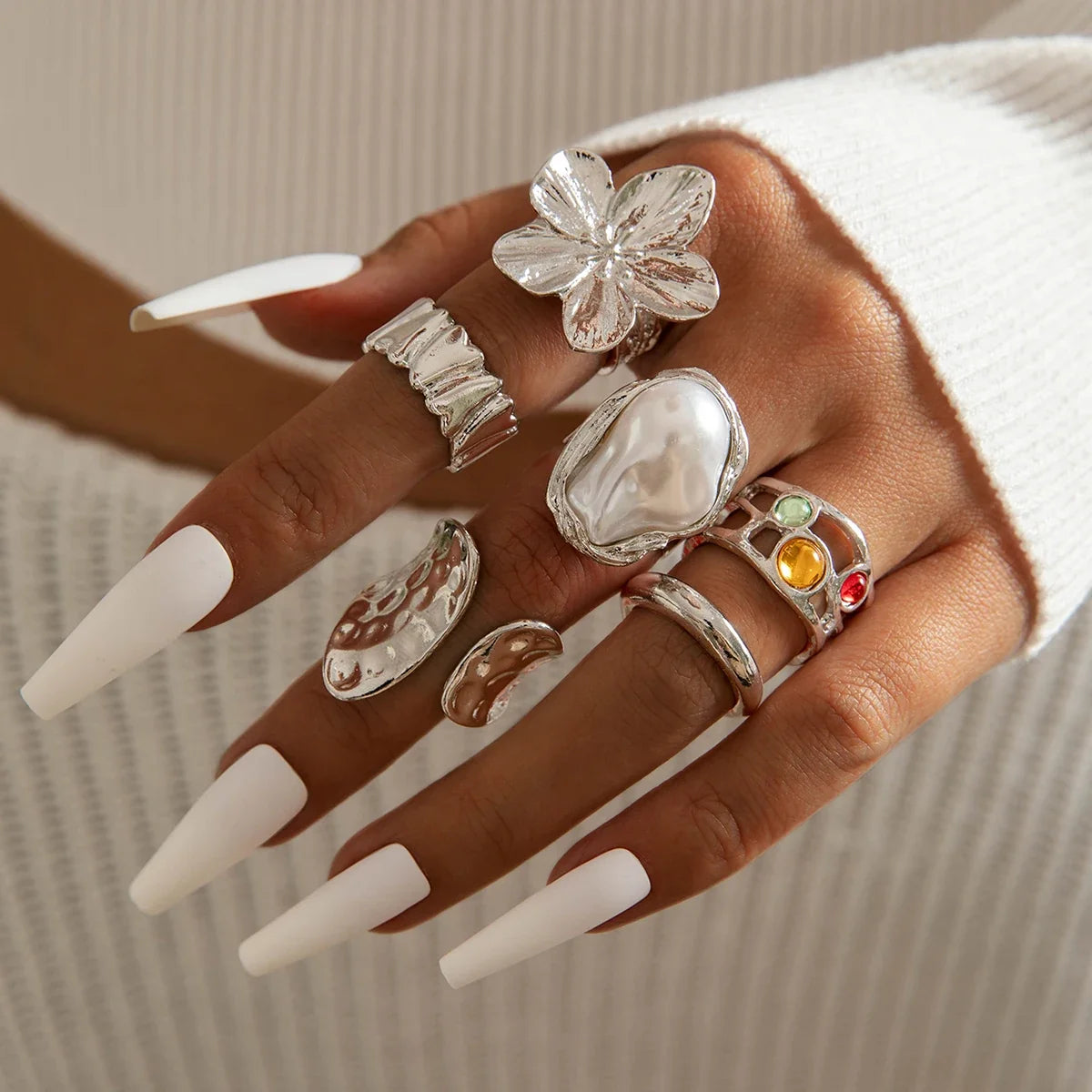 Tocona Luxury Imitation Pearl Rings