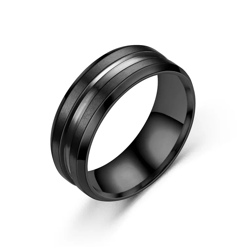 8MM Black Titanium Ring Men
