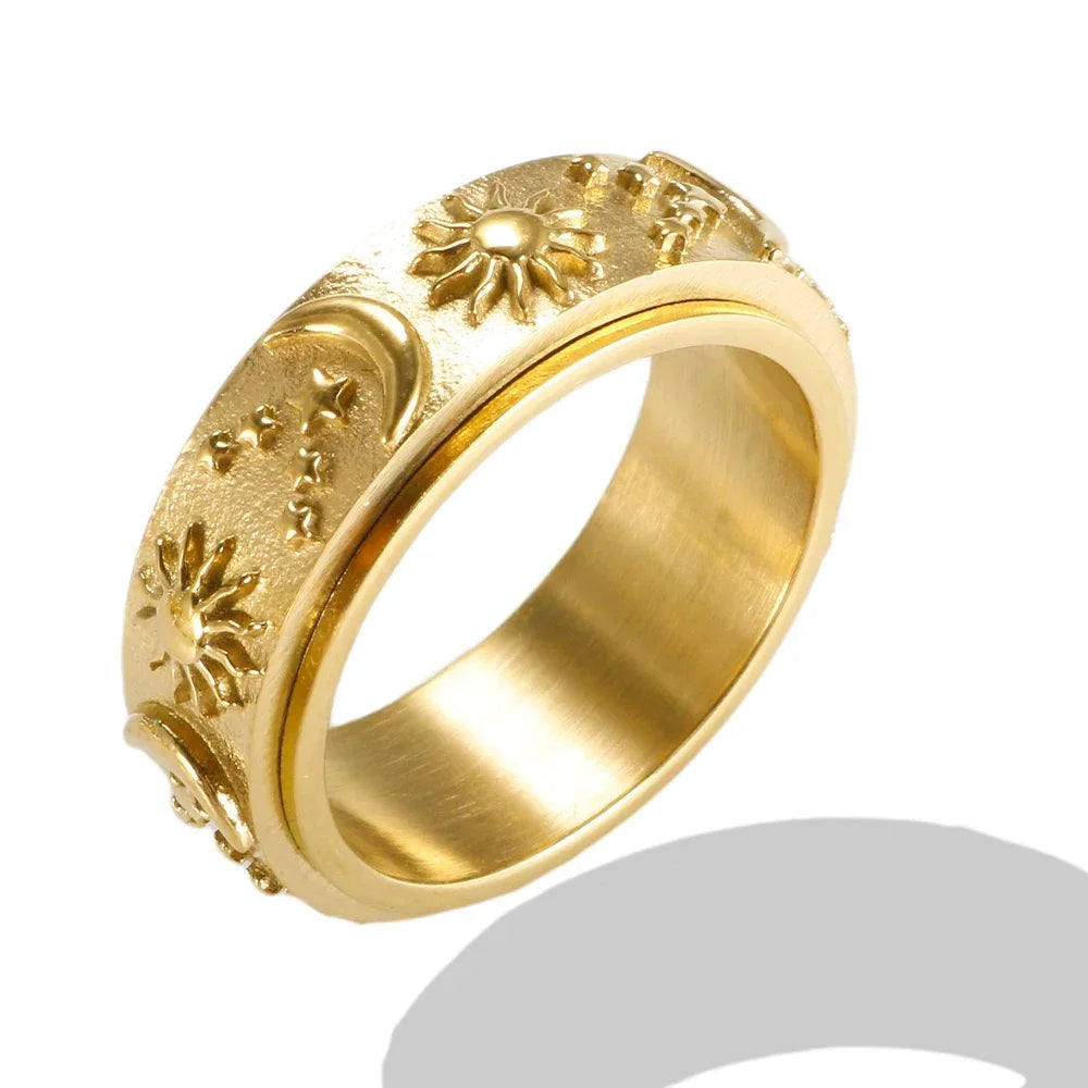 Crystal Zircon Stainless Steel Beaded Ring