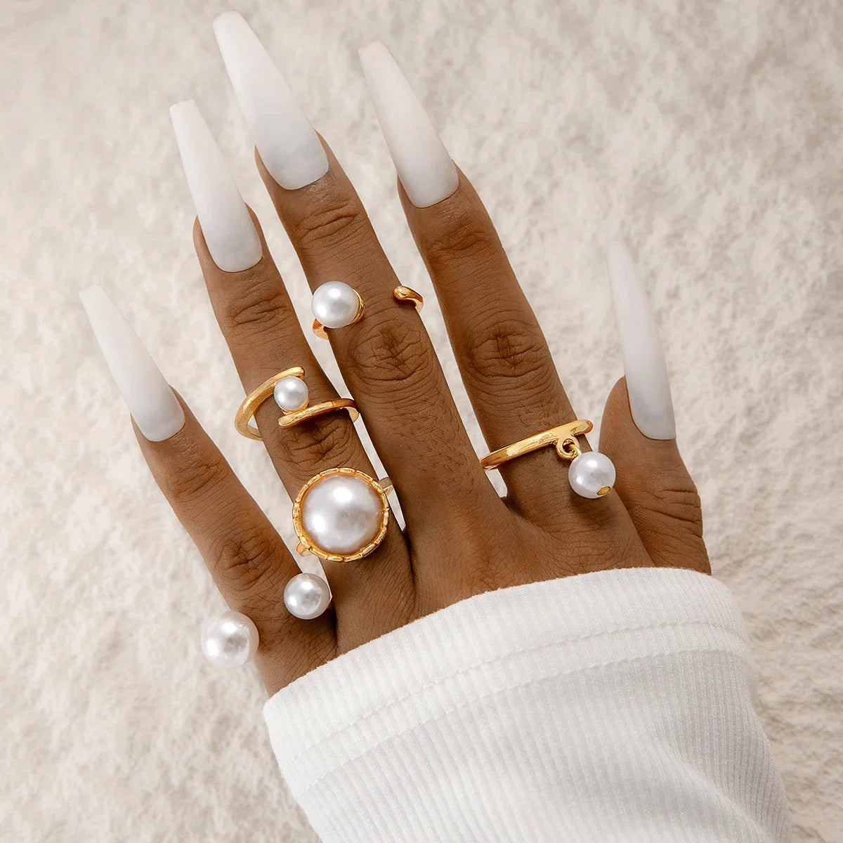 Tocona Luxury Imitation Pearl Rings