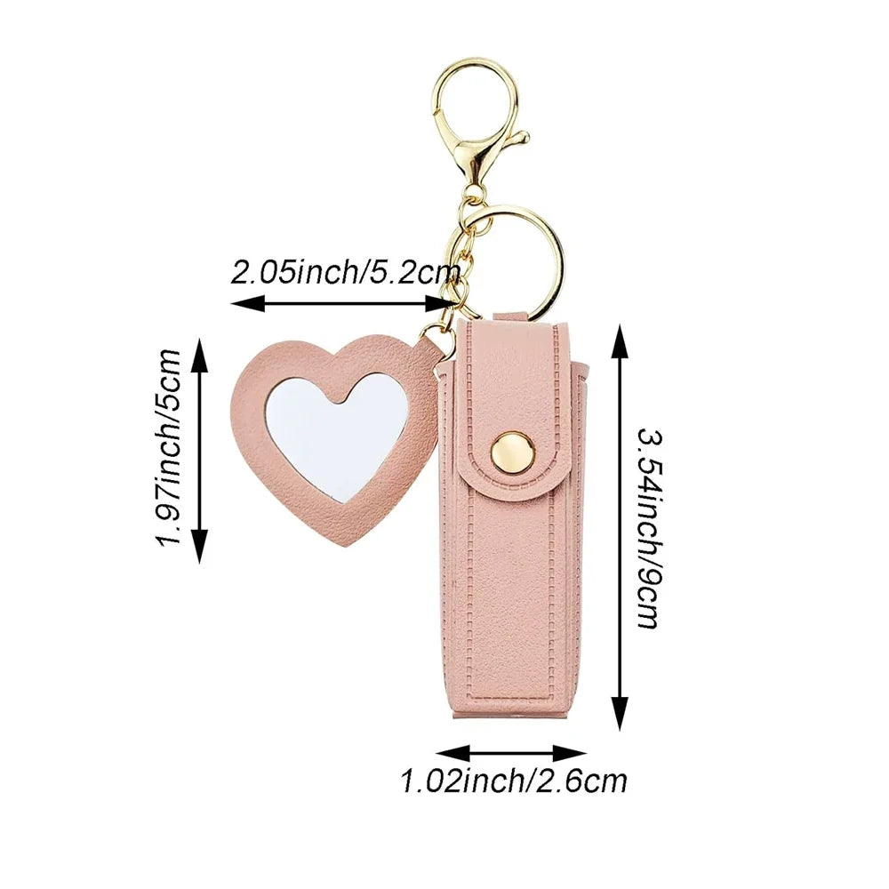 Portable Leather Lipstick Holder Keychain