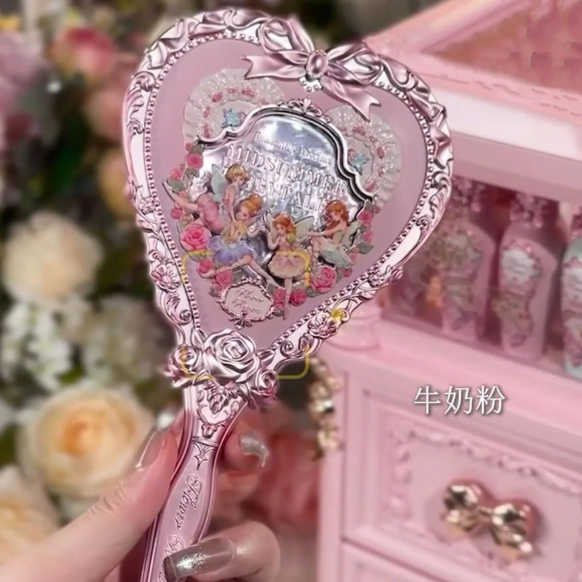 Flower Knows Angel Bunny Hand Mirror