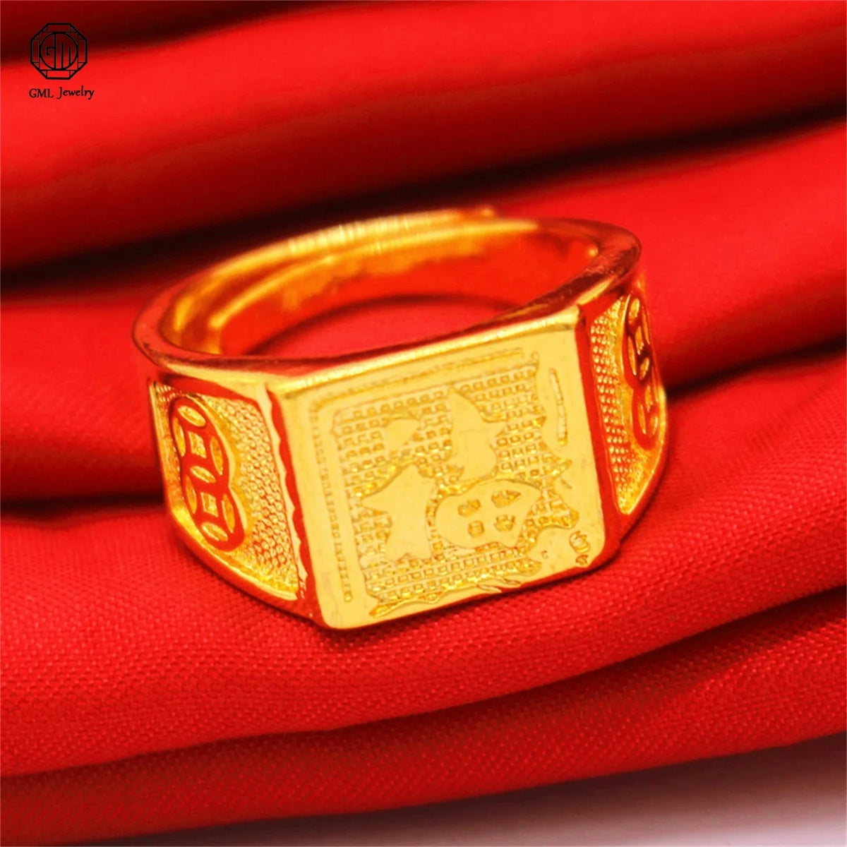 Sand Gold Adjustable Wide Band Ring